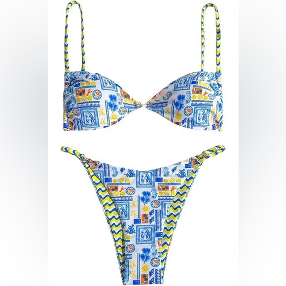 SHEIN Italian summer coastal bikini NWT - Picture 1 of 5